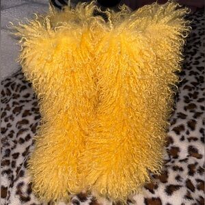 yellow fuzzy winter boots